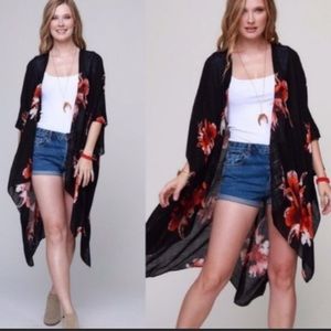 Black Boho Floral Kimono One Size Grab Bag